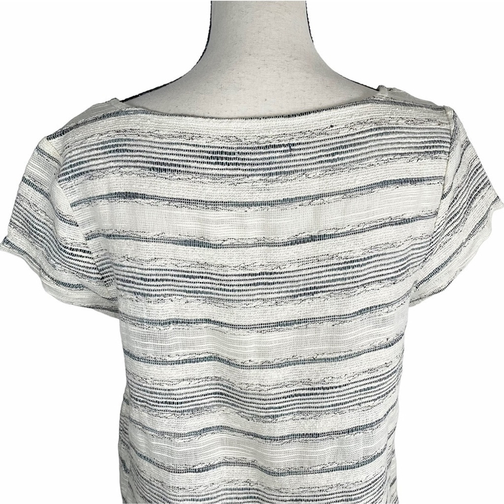 GAP White Gray Jacquard Embroidery Top Short Sleeve Women Small - Picture 5 of 8